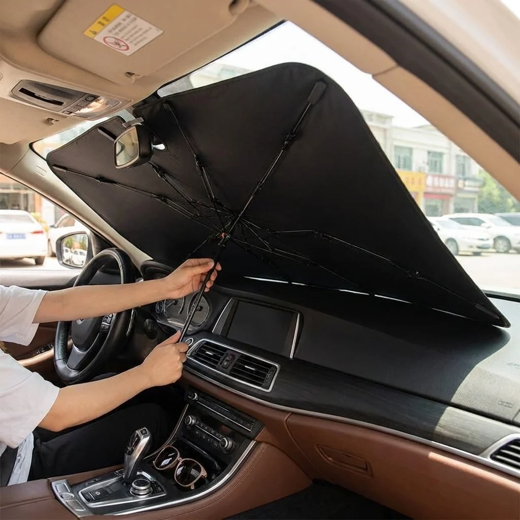 Trendy Car Windscreen Sun Shade Umbrella Foldable UV 142×75cm First-Class