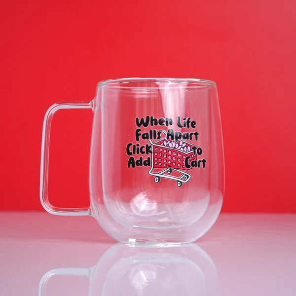 Verified Life Falls Apart Add to Cart Double Wall Glass Mug Expertly Made
