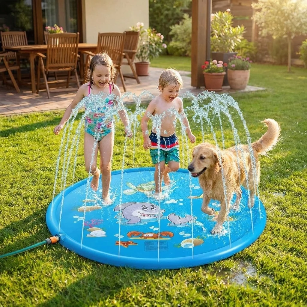 Smart Round Splash Pad Sprinkler Inflatable Water Play Environmentally Friendly