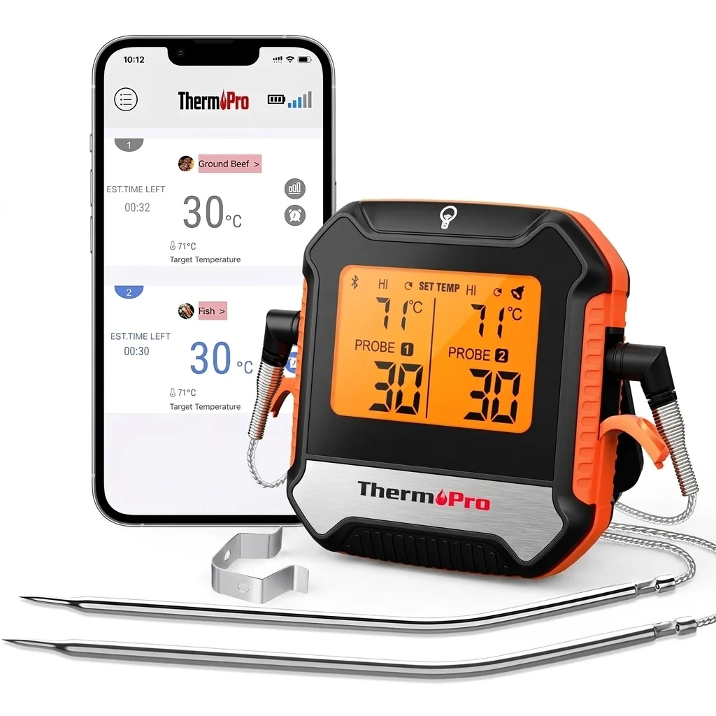 Crafted Wireless Meat Thermometer Bluetooth App Dual Probes Trendy