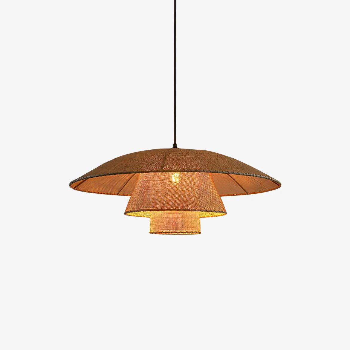 Natural Hat Weave Rattan Pendant Lamp Solid