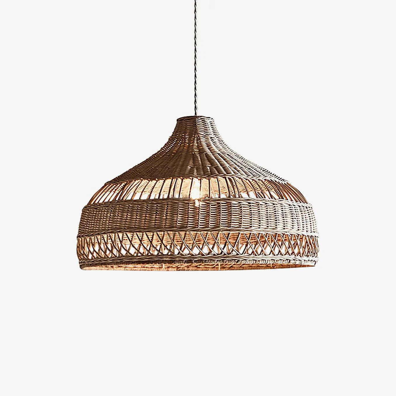 Luxury Artisanal Rattan Dome Pendant Lamp Casual