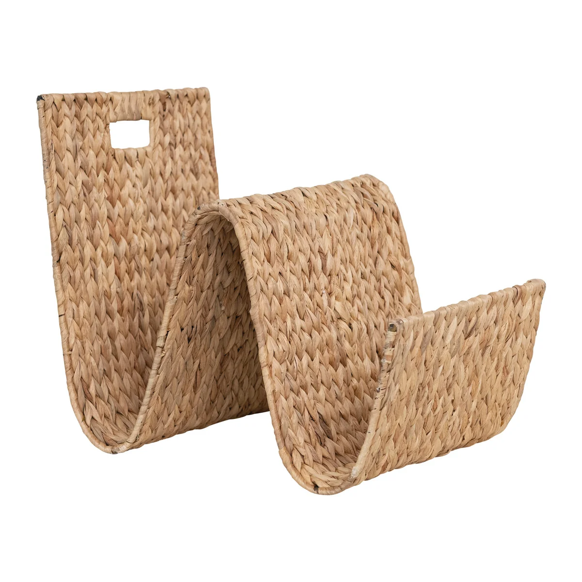 Contemporary Hand-Woven Water Hyacinth Metal Tray Magazine Holder Long-Lasting