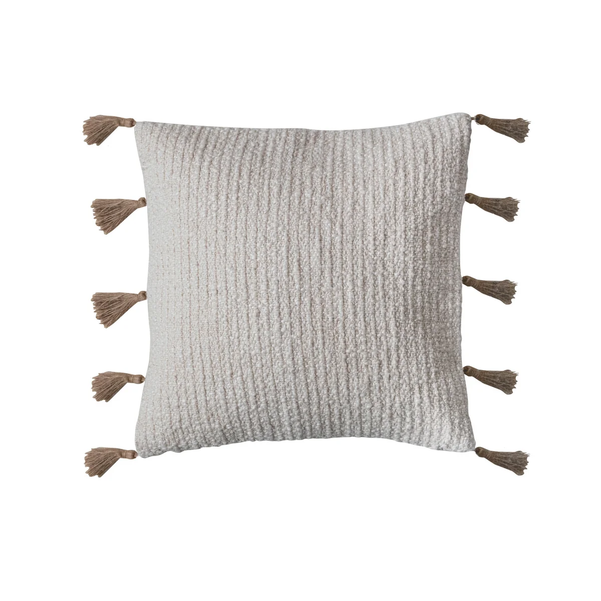 Authentic 18 Square Cotton Linen Blend Pillow w Jute Tassels Versatile