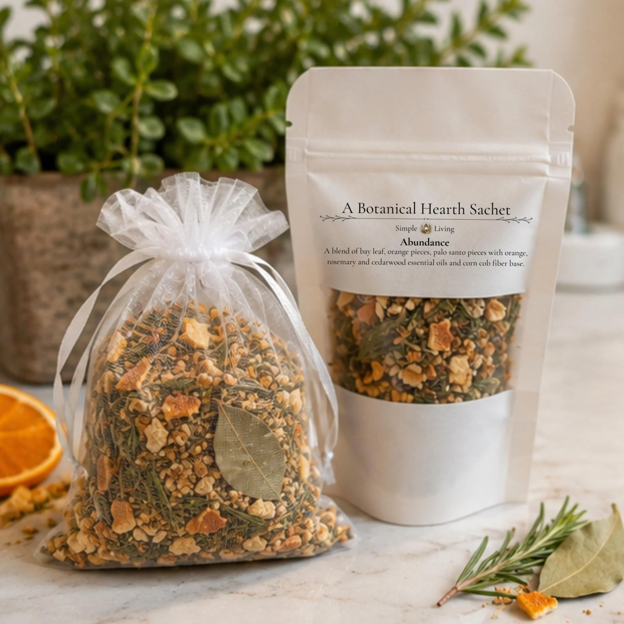 Classic Citrus Rosemary Hearth Sachet Abundance Home Fragrance Botanical Aroma Drawer Freshener Housewarming Gift Unique