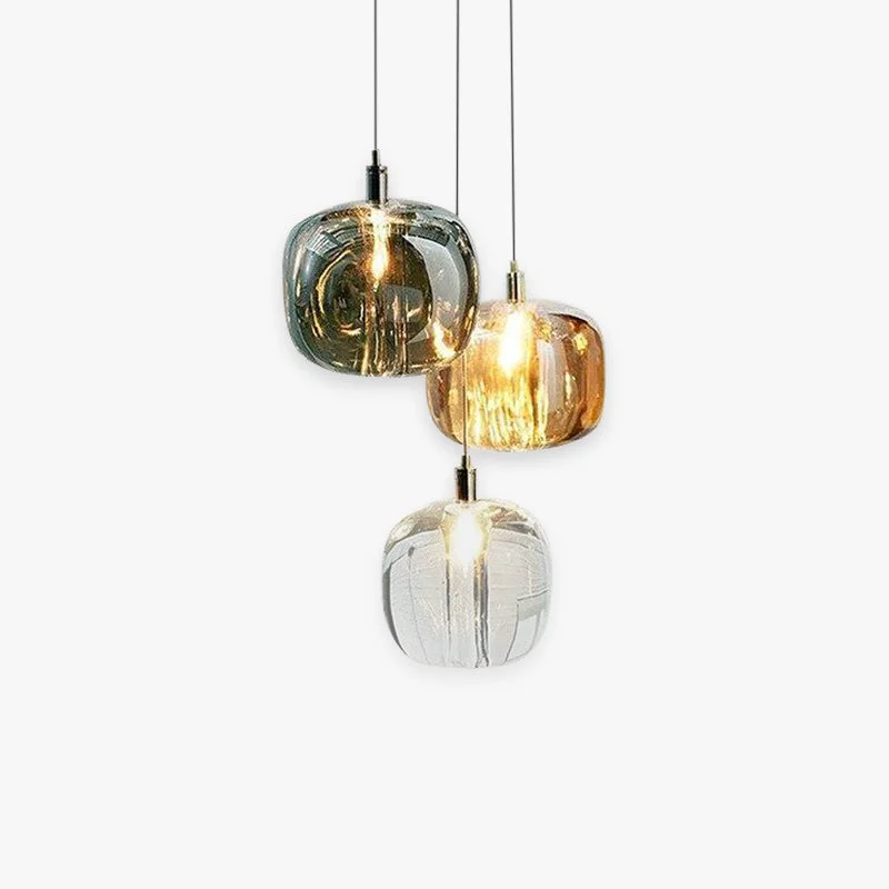 Minimalist Hailie Modern Bubble Glass LED Pendant Light Amber Clear Gray Relaxed
