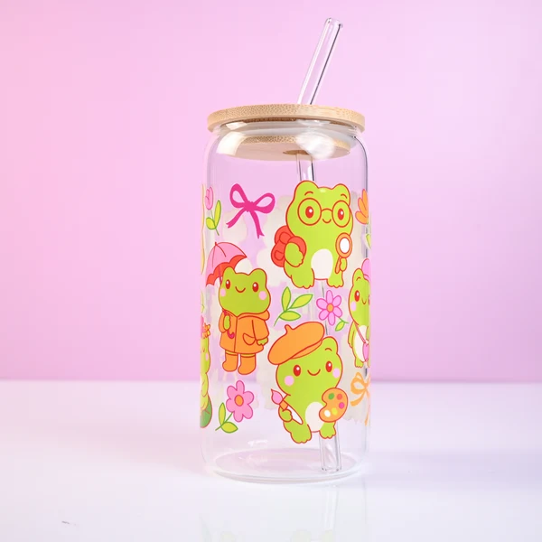 Verified Cute Frogs Plastic or Glass Tumbler Modern