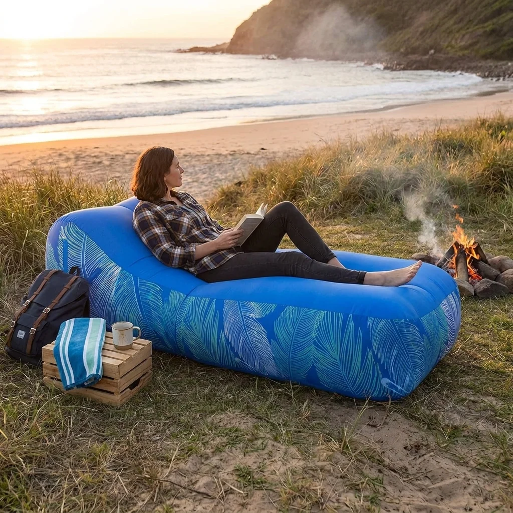 Fine Crafted Inflatable Air Lounger Sofa for Camping Beach Picnics Reusable
