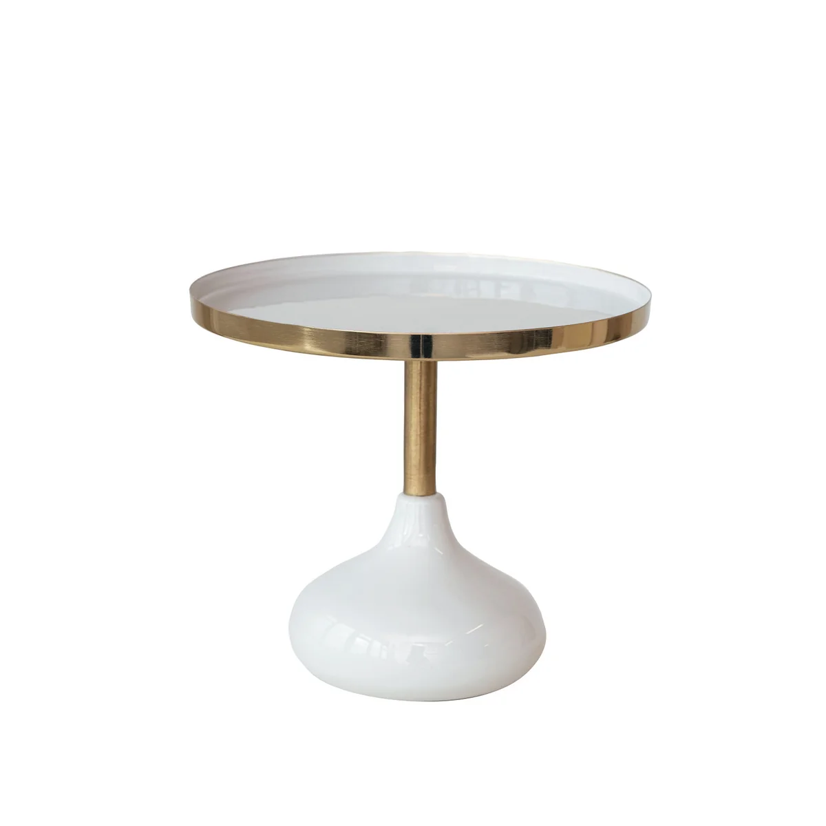 Proven Enameled Metal Pedestal Cream Gold Finish Carefully Designed