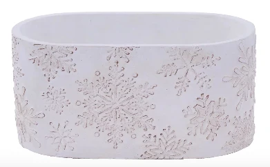 Secure 9 L X 4.25 H WHITE WASH CEMENT SNOWFLAKE PLANTER Professional