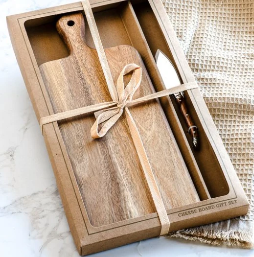Original Acacia Cheese Board w Knife Set Smooth