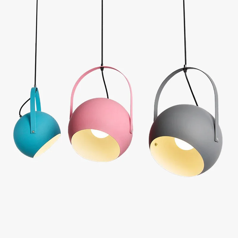 High-Grade Morandi Colorful Art Deco Pendant Light Spherical Metal Bedroom Clean