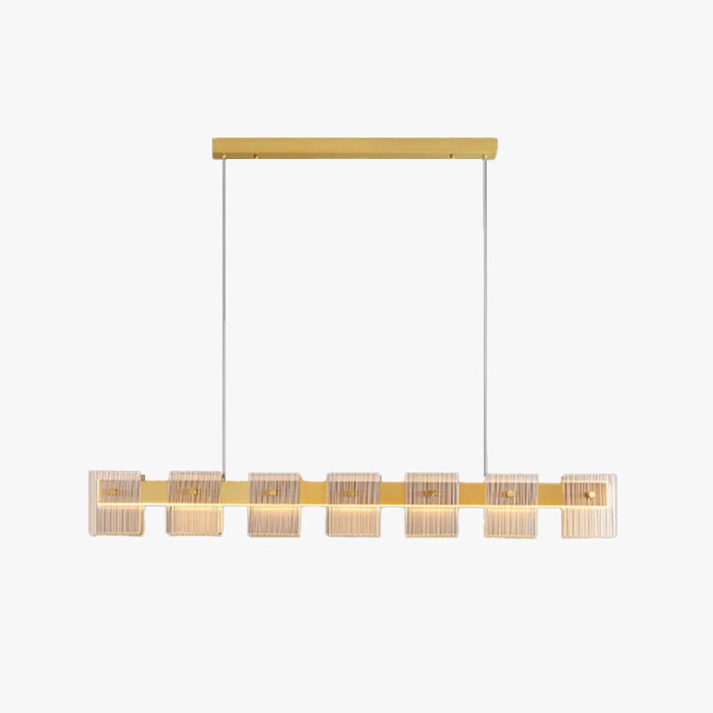 Enhanced Evette Modern Minimalist Rectangular Metal And Glass Pendant Light Gold Powerful