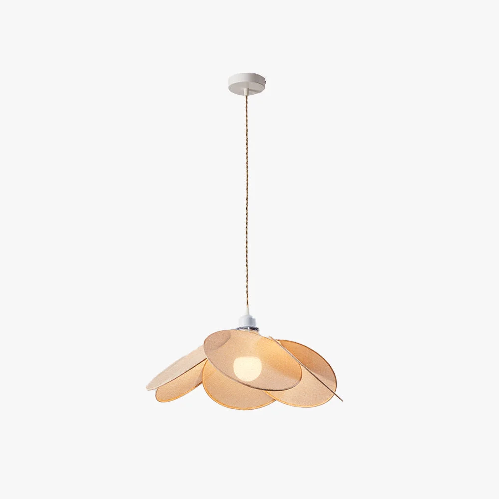World-Class Renée Minimalist Fabric Flower Pendant Light Orange Brown Beige Certified
