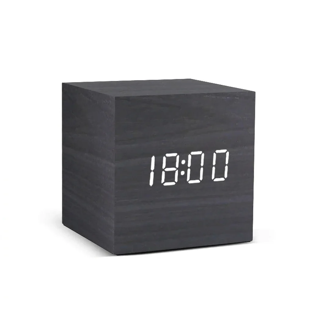 Eco-Friendly LED Wooden Alarm Clock with Voice Control Breathable