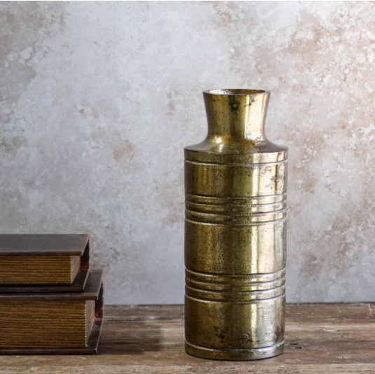 Consistent Burnt Champagne 9-inch Aluminum Vase Excellent