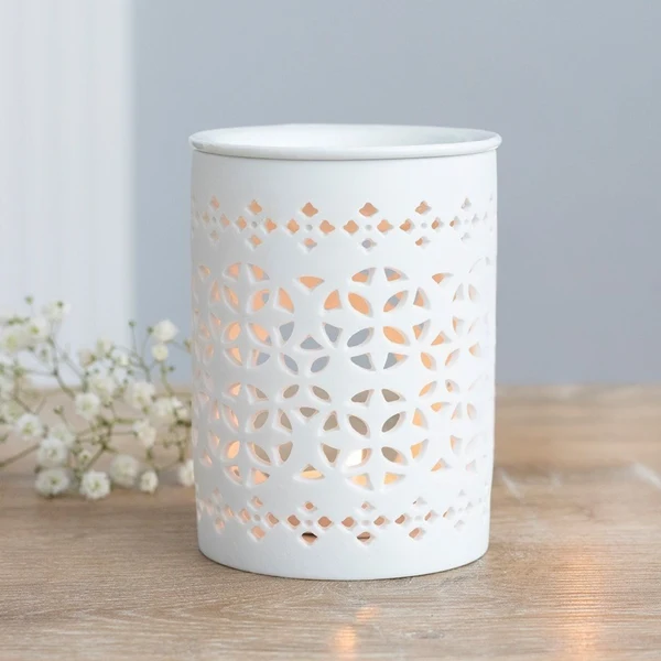Comfortable White Matte Cut Out Tealight Warmer Recyclable