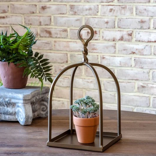 Fine Antique Brass Square Base Displayer Refined
