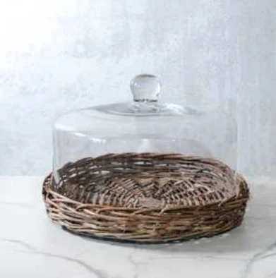 Organic Willow and Glass 13-inch Cake Displayer Flexible