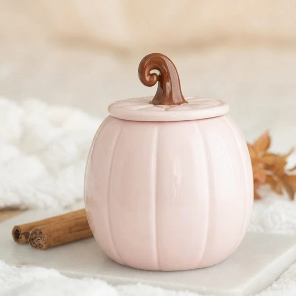 Genuine Pink Curly Pumpkin Tealight Warmer Green