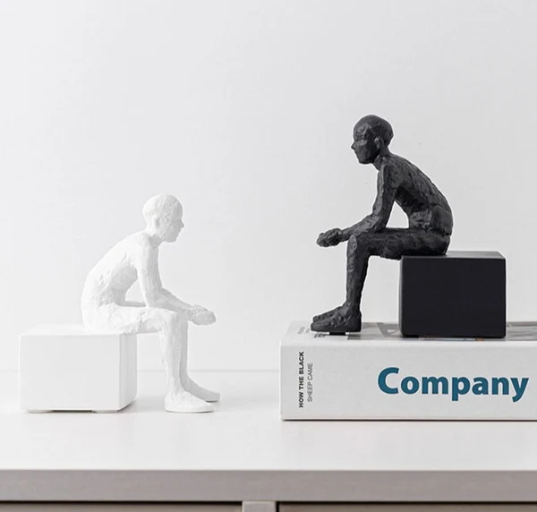 Authentic Modern Abstract Sitting and Observing Sculpture World-Class