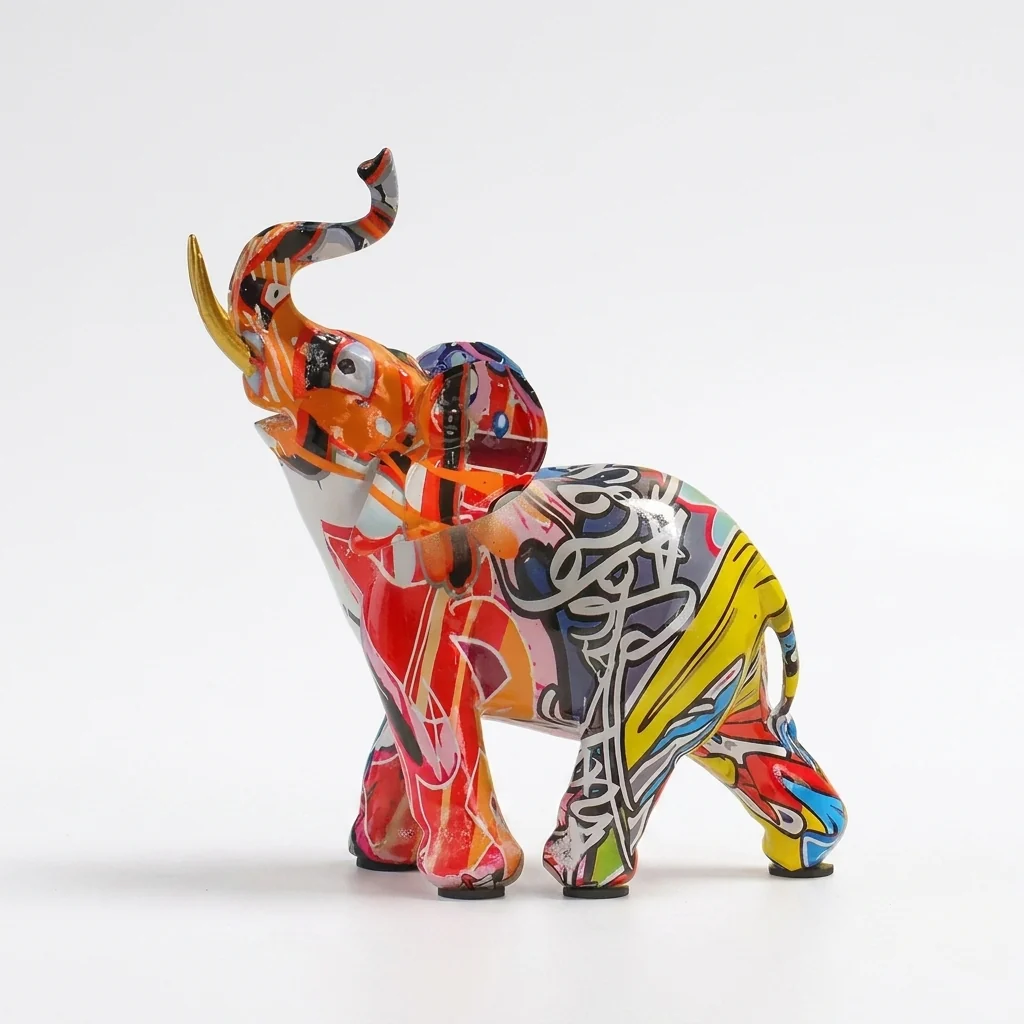 Practical Colourful Resin Elephant Sculpture for the Home Elegant
