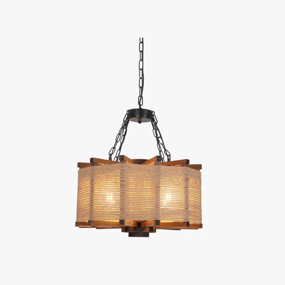 Stylish Austin Retro Cylindrical Metal Wood Pendant Light Reusable