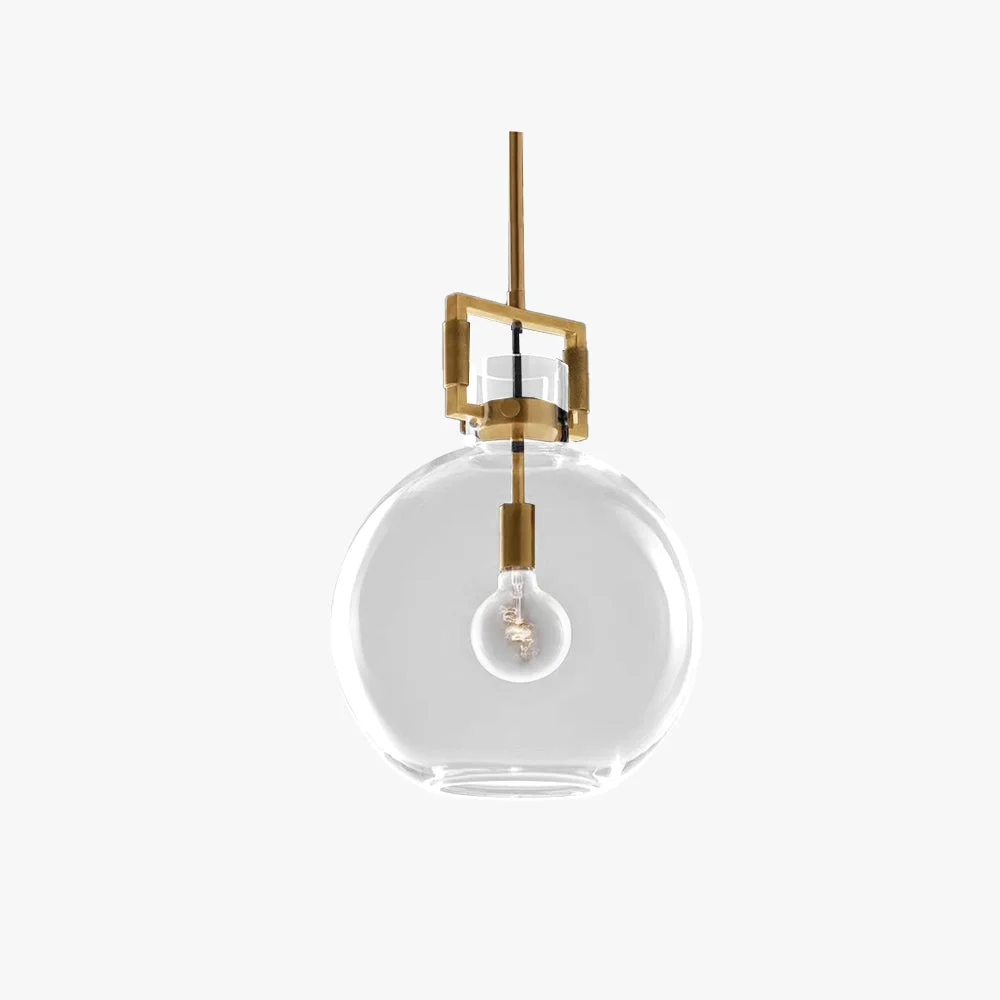 Contemporary Cairns Modern Geometric Glass Metal Pendant Light Brass Eco-Friendly