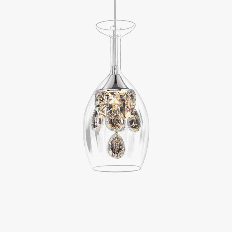 Official Kristy Modern Wine Glass Crystal Pendant Light Clear World-Class