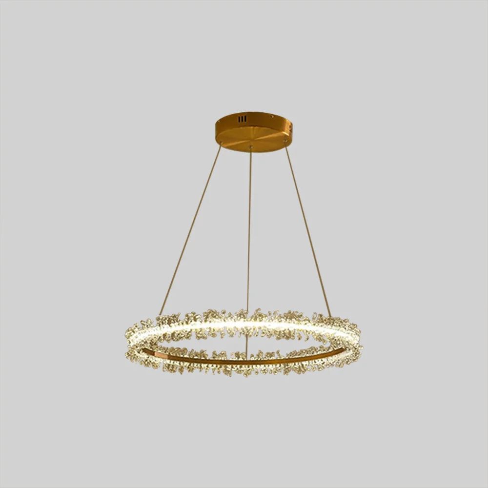 Advanced Kristy Pendant Light Ring Flower Luxury Crystal Gold Dining Room Sustainable