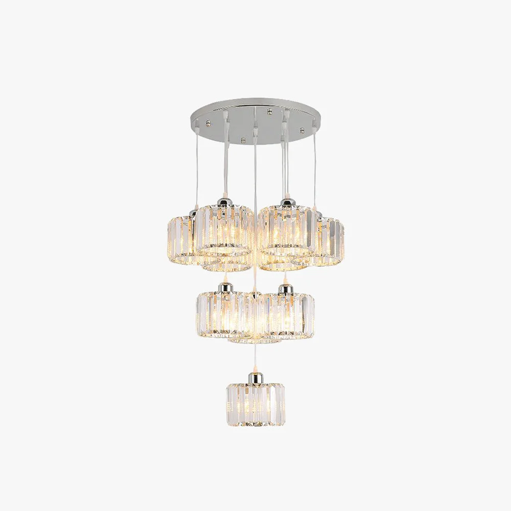 Refined Hailie Modern Column Crystal Pendant Light Clear Stairs Dining Room Powerful