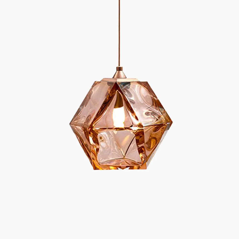 Top-Quality Hailie Modern Glass Multi Polygonal Pendant Light White Smoke Gray Rose Gold Relaxed