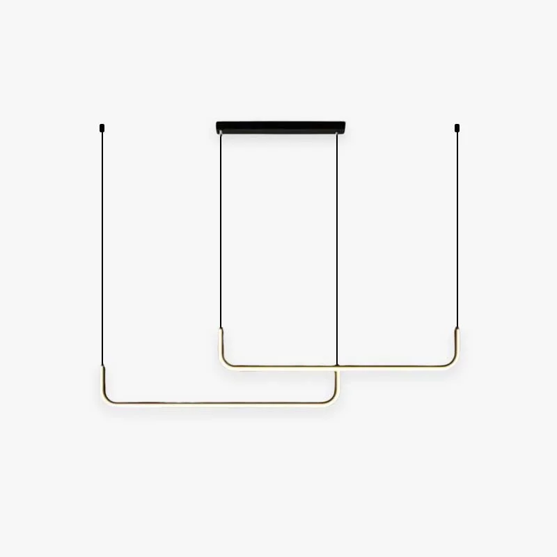 Verified Edge Modern Linear Pendant Light Double Frame Black Gold Clean