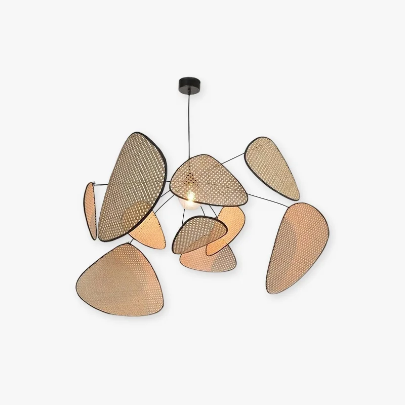 Superior Ritta Pendant Light Leaf Grid Rattan Metal Bedroom Crafted