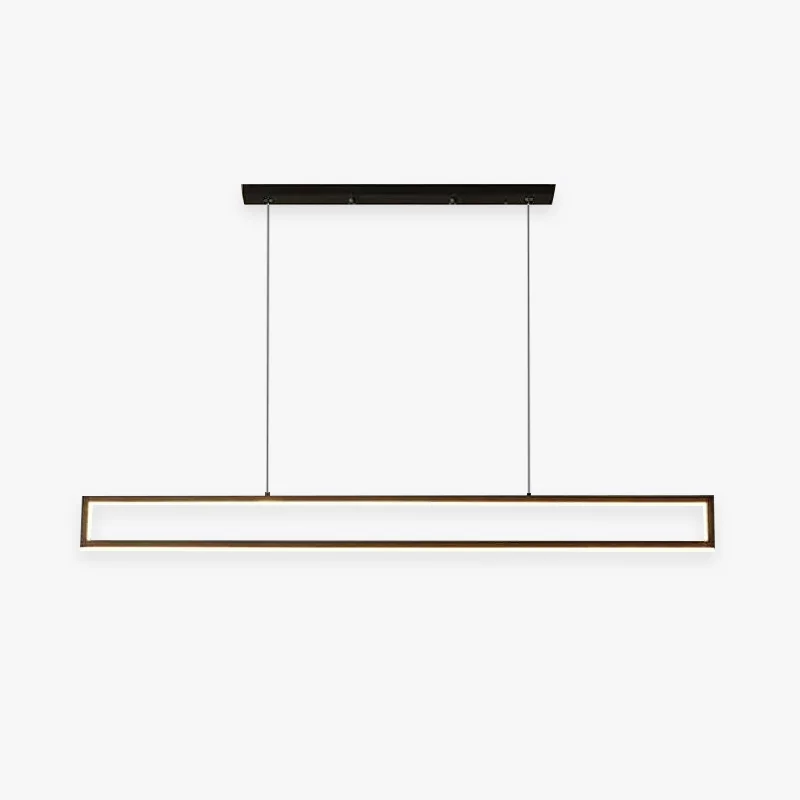 Clean Edge Modern Metal Vertical Rectangular Pendant Light Black