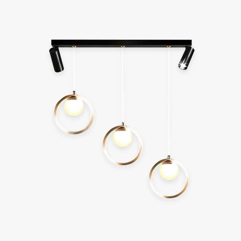 High-End Madina Modern Metal Multi Ring Pendant Light With Spotlight Glass Metal Detailed