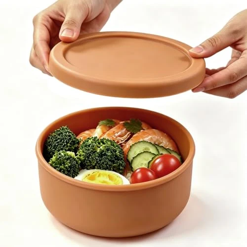 Trendy 24 fl oz Adult Silicone Reusable Lunch Bento Bowl with Lid Fast