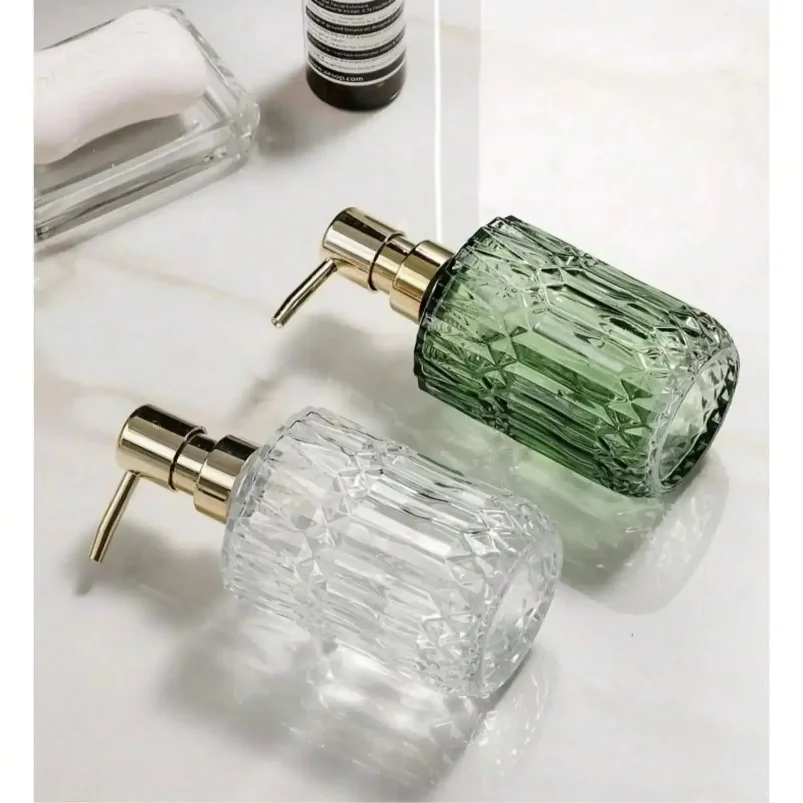 Innovative Pact Glass Soap Dispenser – 400ml Refillable Pump Bottle for Bathroom Kitchen 4 Colours Environmentally Friendly