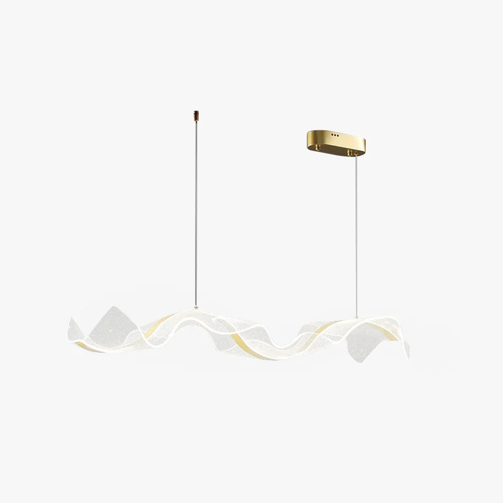 Lightweight Kirsten Pendant Light Designer Wave Acrylic White Gold Dining Room Organic