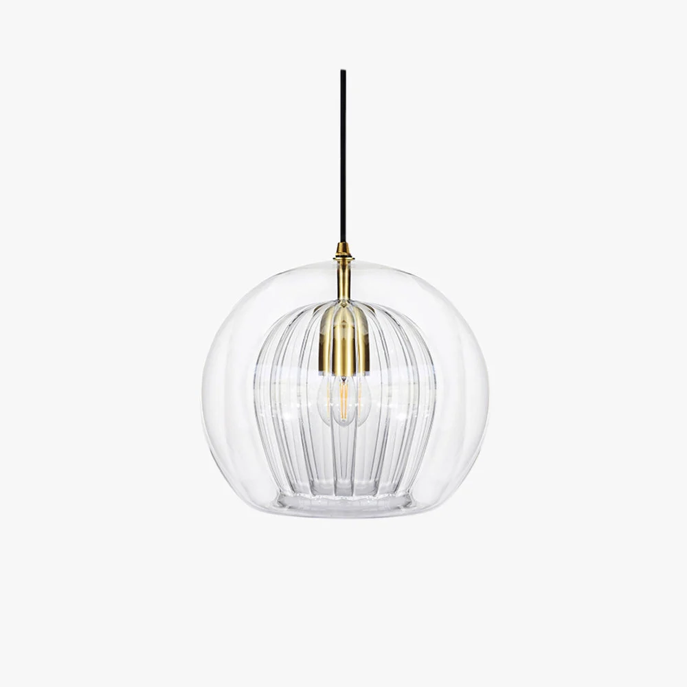 Refined Hailie Nordic Glass Globe Pendant Light Clear Amber Bedroom Expertly Made