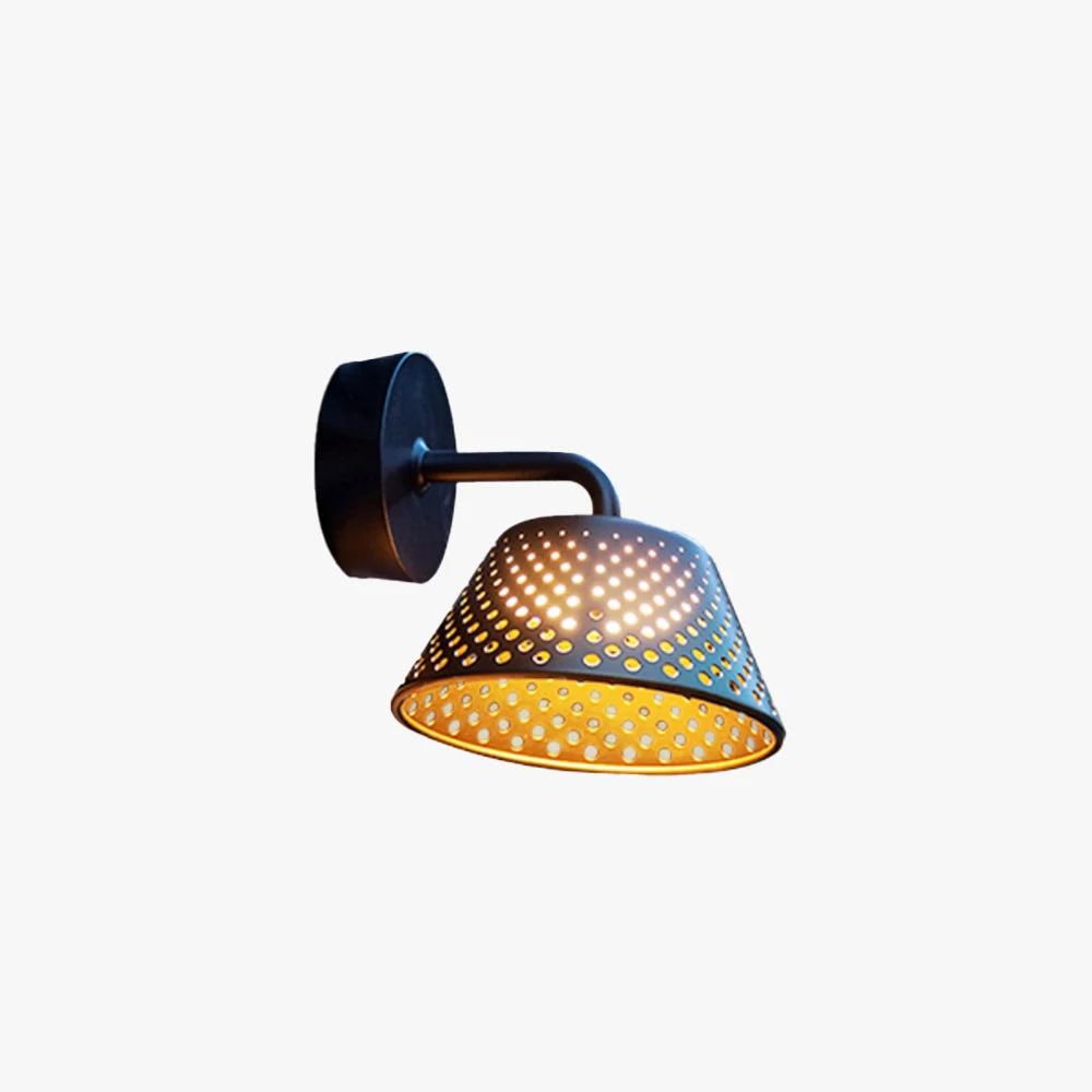 Functional Carins Industrial Hollow Metal Outdoor Wall Lamp Black Convenient