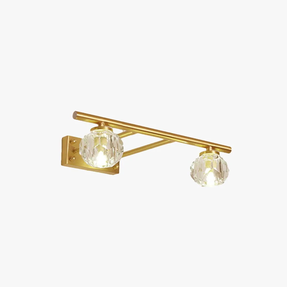 Solid Kristy Wall Lamp Modern Mirror Front Vanity Metal Crystal Gold Bathroom Long-Lasting