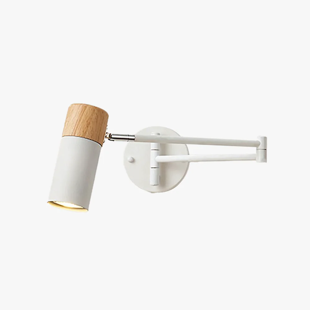 Dependable Ozawa Nordic Can Shaped Adjustable Wall Lamp Metal Wood White Premium