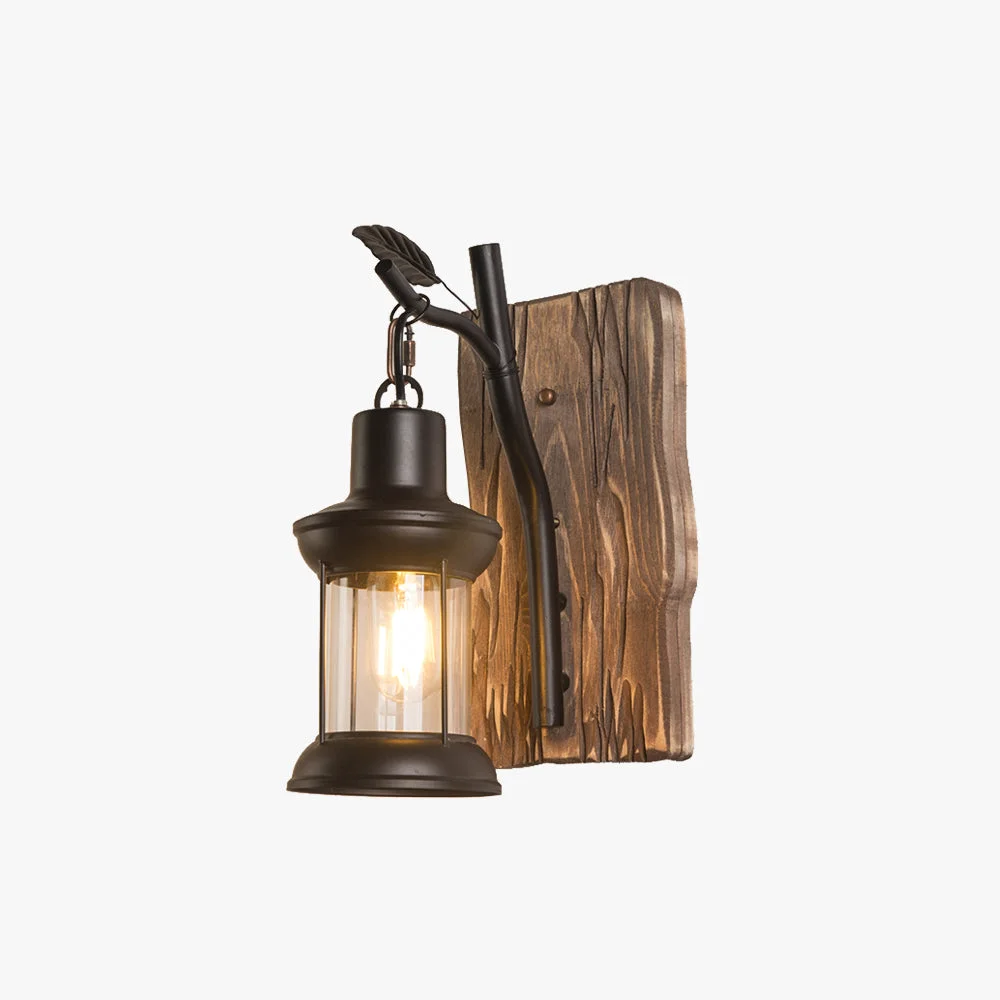 Durable Austin Vintage Branches Lantern Wall Lamp Metal Wood Black Dining Room Certified
