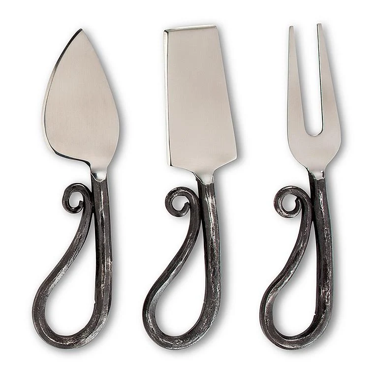 Top-Quality Hammered Steel Cheese Tools Set of 3 Sustainable