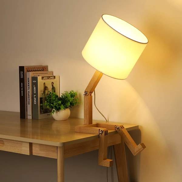 Fast Robot Shape Wooden Table Lamp Quality