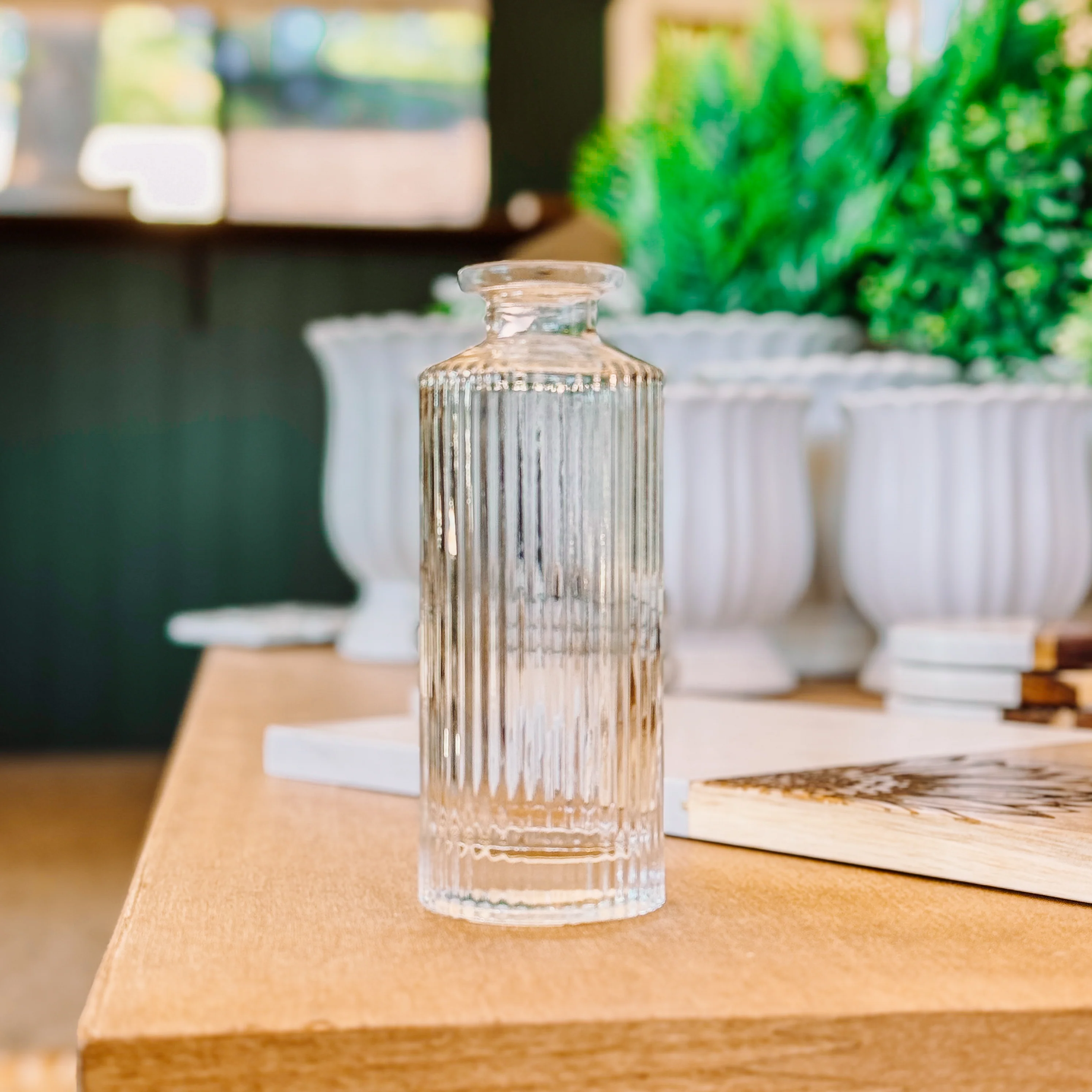 Pure Clear Glass Tall Ribbed Reed Diffuser Vase Official