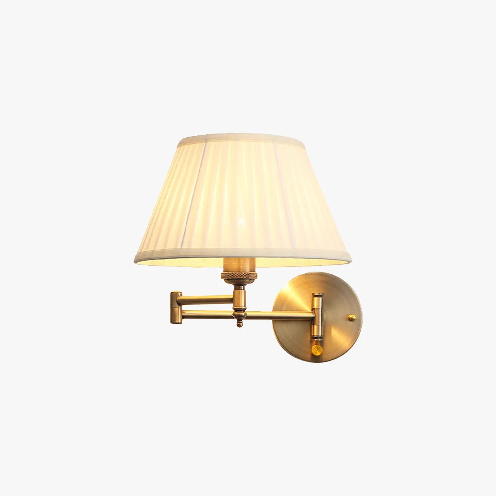 Elegant Carins Wall Lamp Vintage Pleated Fabric Adjustable White Beige Bedroom Efficient
