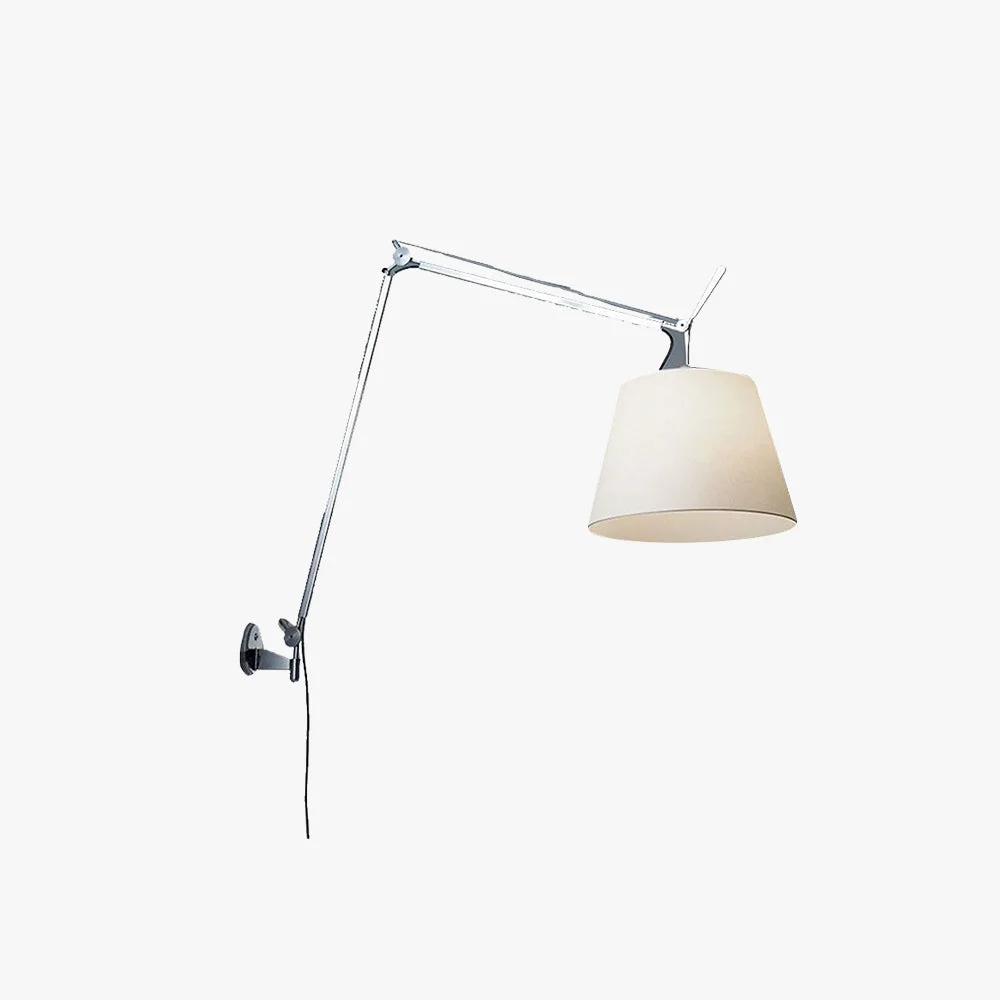 High-Grade Brady Wall Lamp Dome Modern Metal Fabric Adjustable Silver Living Room Lightweight