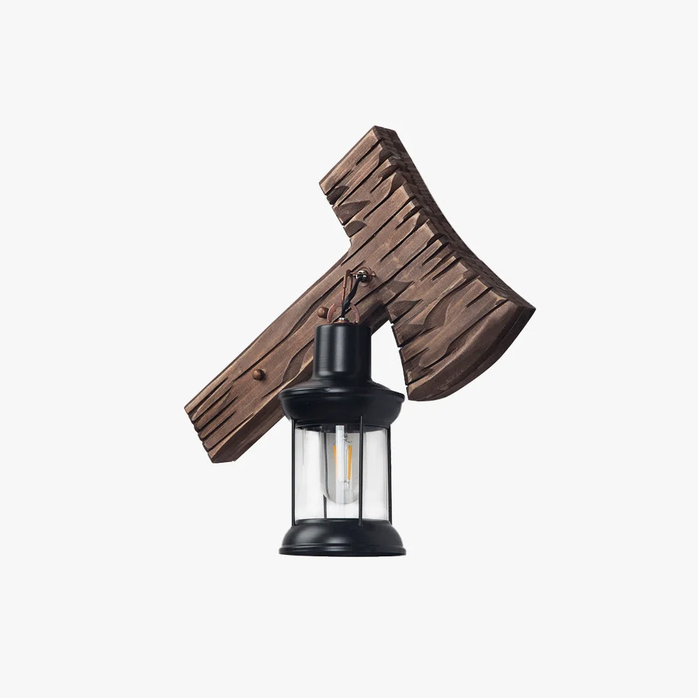 Versatile Austin Wall Lamp Hammer Shape Vintage Wood Metal Living Room Practical